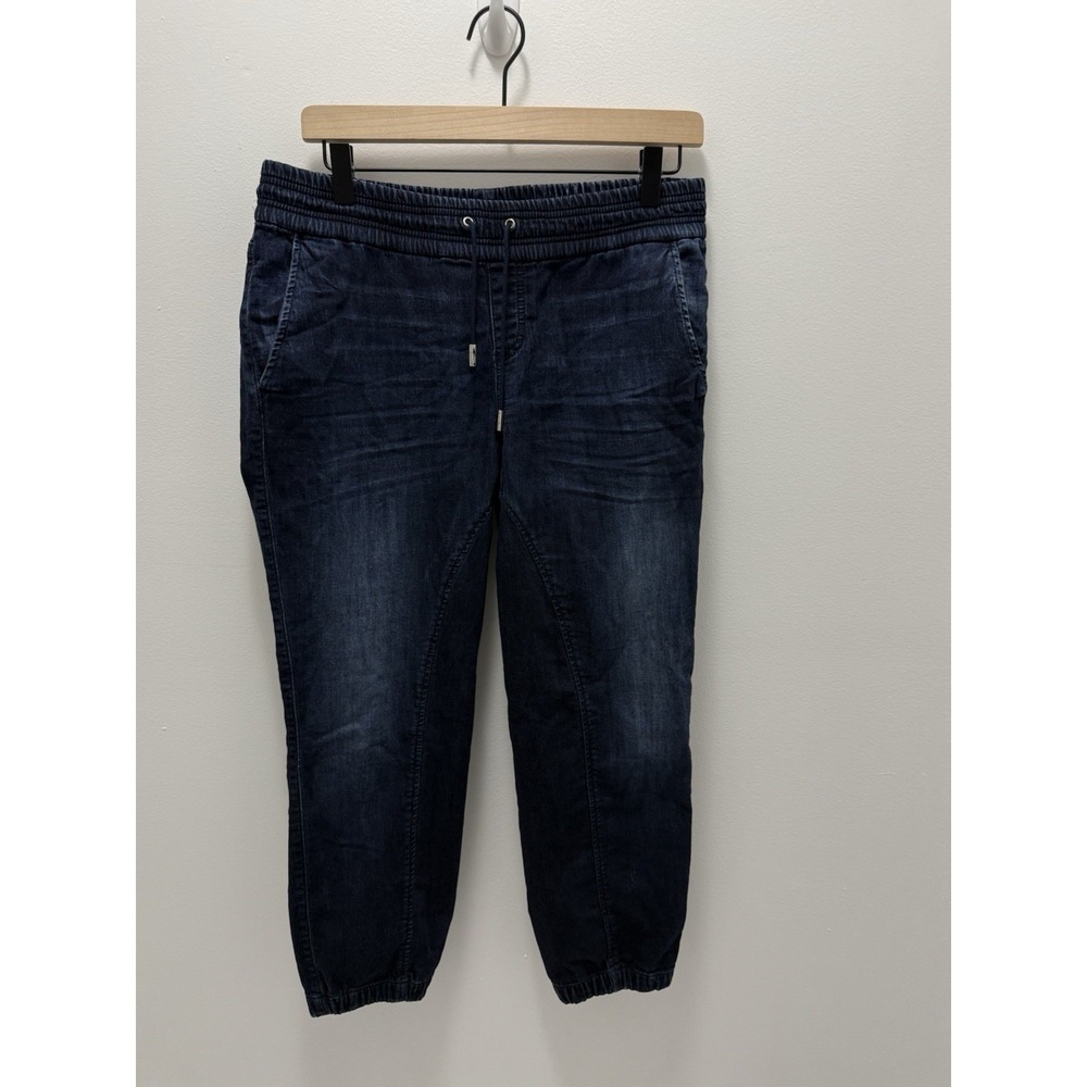 GUESS Womens Denim Jogger Jeans Medium Wash Blue Elastic Waist Drawstring Size M